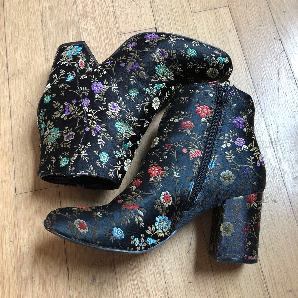 Floral Heeled Booties